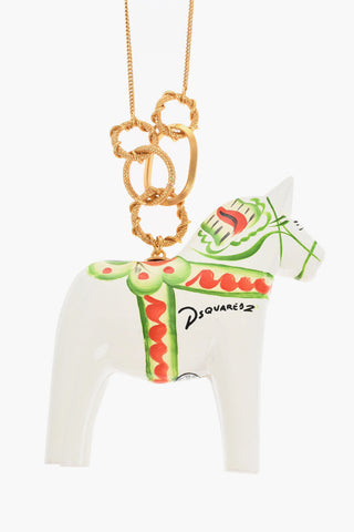 Gold-Effect Chain Necklace with Horse Pendant