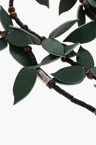 Beaded Necklace with Botanical Motif