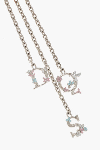 Flower-Shaped Clip On Earrings with Chain Pendant