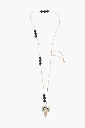 Collana in Pelle con Pendente Dente di Squalo