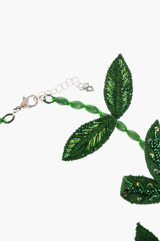 Collana in Legno con Applicazioni Vegetali