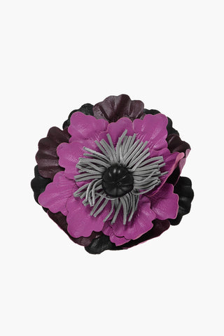 Leather Flower Shaped Maxi Brooch