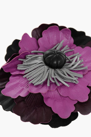 Leather Flower Shaped Maxi Brooch