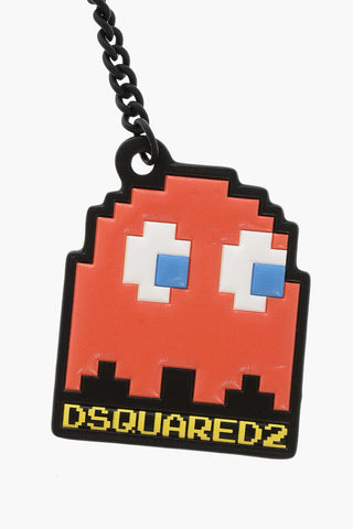 Vegan Leather Keyring with Pac-Man Pendant