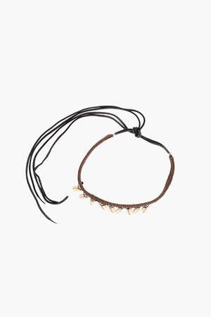 Braided Leather Necklace ALOHA SPRINT embellished with Shells