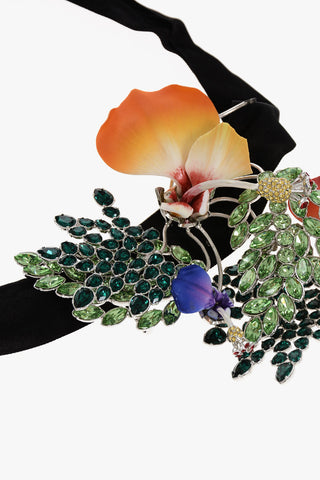 Collana in Tessuto con Maxi Pendente in Gioielli
