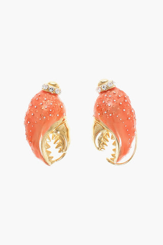 Clip-On Earrings Shaped Like Crab Claw with Strass