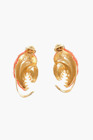 Clip-On Earrings Shaped Like Crab Claw with Strass