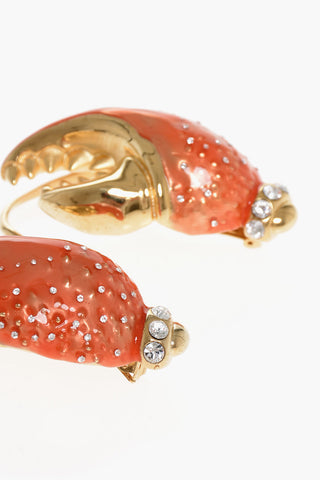 Clip-On Earrings Shaped Like Crab Claw with Strass