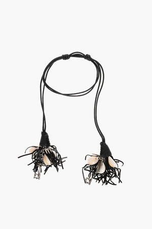 Leather Bracelet with Shells and Fringes