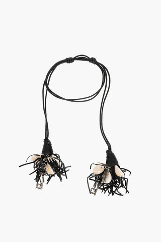 Bracciale In Pelle con Conchiglie e Frange