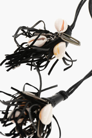Leather Bracelet with Shells and Fringes