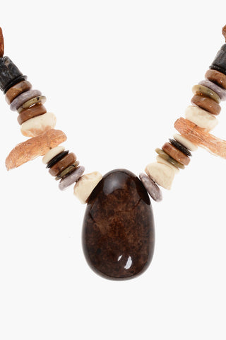 Multicolored Necklace with Maxi Pendant Stone