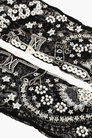 Nylon Muffs with Beaded and Stud Embellishment