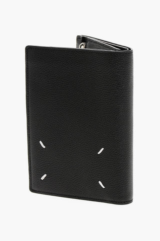 Portafoglio in Pelle Martellata con Dettagli Zip