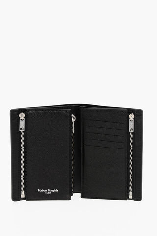 Portafoglio in Pelle Martellata con Dettagli Zip