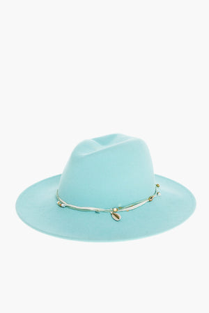 Felt Fedora Hat ZANGO embellished with Charms and Shells with Removable Cord