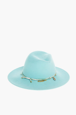 Felt Fedora Hat ZANGO embellished with Charms and Shells with Removable Cord