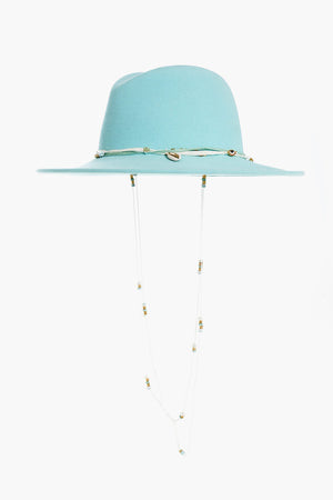 Felt Fedora Hat ZANGO embellished with Charms and Shells with Removable Cord
