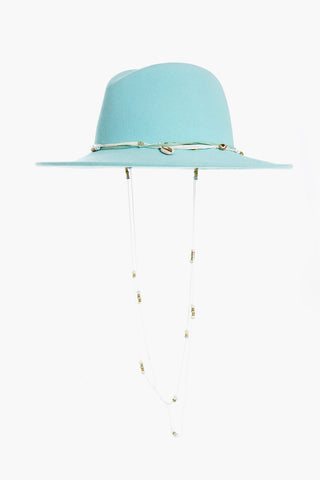 Felt Fedora Hat ZANGO embellished with Charms and Shells with Removable Cord