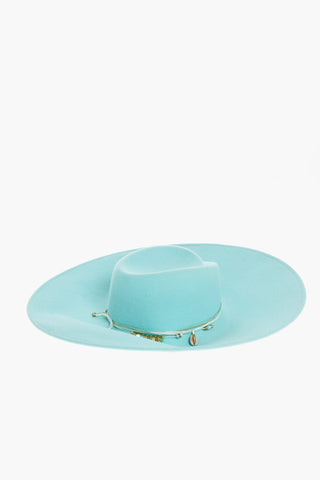 Plain Felt Hat BIG VIRGINIE embellished with Charms and Shells