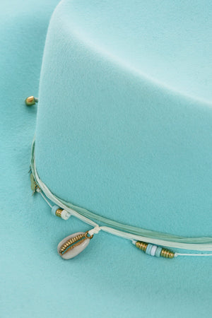 Plain Felt Hat BIG VIRGINIE embellished with Charms and Shells