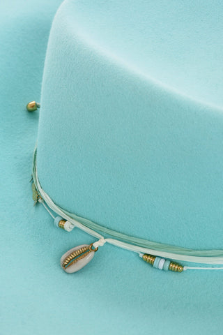 Plain Felt Hat BIG VIRGINIE embellished with Charms and Shells