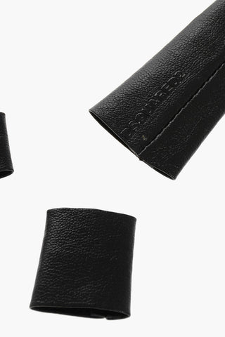 Set of 4 Solid Color Leather Rings