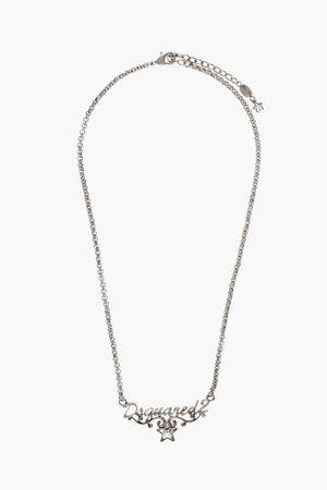 Collana a Catena Effetto Argento Con Logo in Lettering