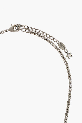 Silver-Effect Chain Necklace With Lettering Logo