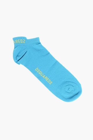 Solid Color No Show Socks with Contrasting Logo