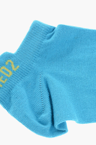 Solid Color No Show Socks with Contrasting Logo