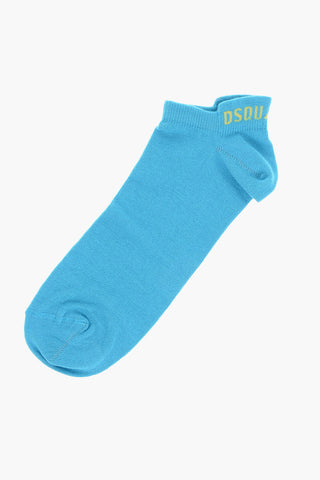 Solid Color No Show Socks with Contrasting Logo