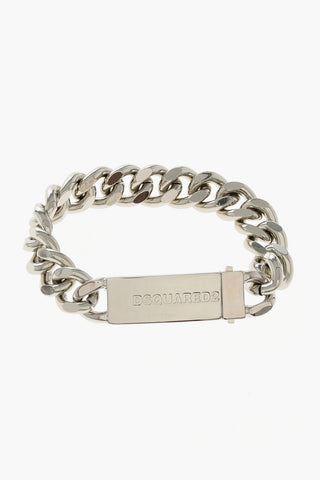 Silver-Tone Chain Bracelet with Logoed Detail