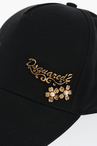 Cappello Baseball in Cotone Con Logo Effetto Dorato