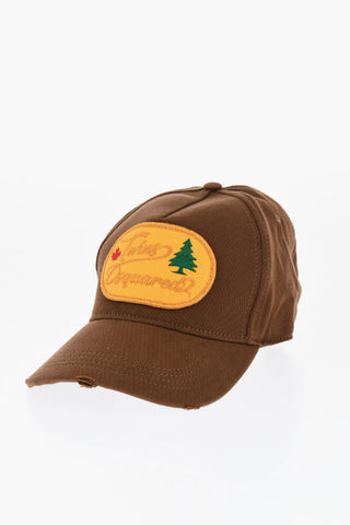 Vintage Effect Gabardine Cotton Cap with Embossed Embroidery