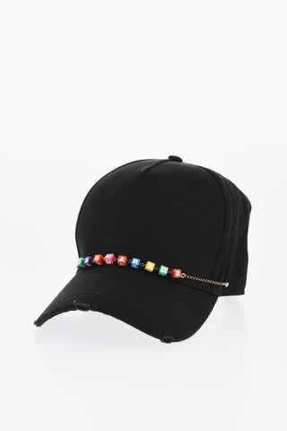 Vintage-Effect Baseball Cap with Chain Logo