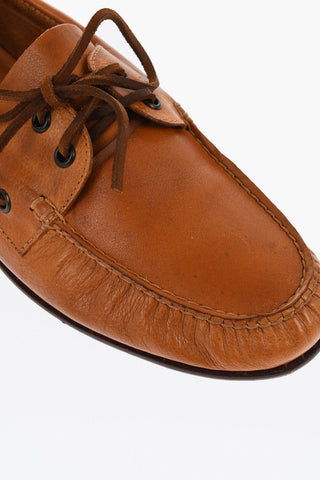 단색 가죽 덱 모카신