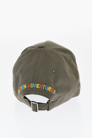 Cappello da Baseball In Cotone Effetto Vintage con Logo in Perline