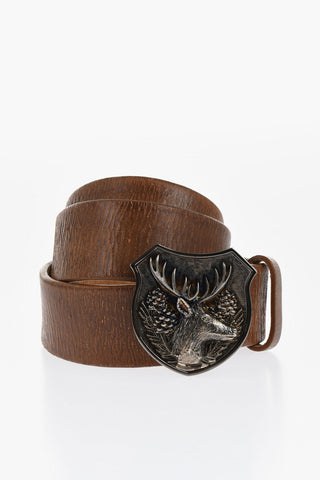 Leather Belt with Metal Maxi Buckle 40mm