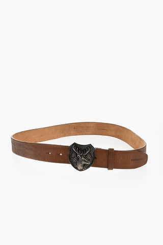 Leather Belt with Metal Maxi Buckle 40mm