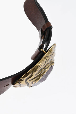 Leather Belt with Maxi Stone on Buckle 40mm
