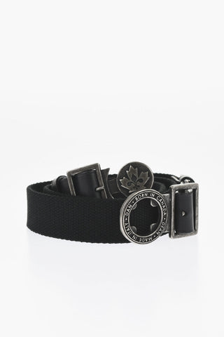 Leather Belt with Fabric Details 30mm