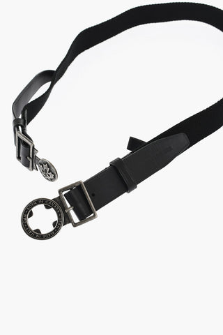 Leather Belt with Fabric Details 30mm