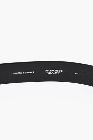Leather Belt with Rhinestone Buckle 40mm