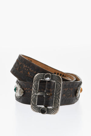 Ledergürtel mit Schmuck 40 mm