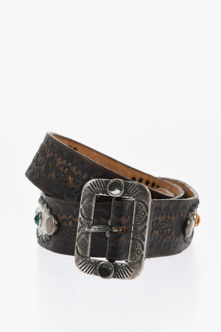 Leather Belt with Jewels 40mm