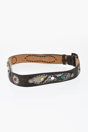 Ledergürtel mit Schmuck 40 mm