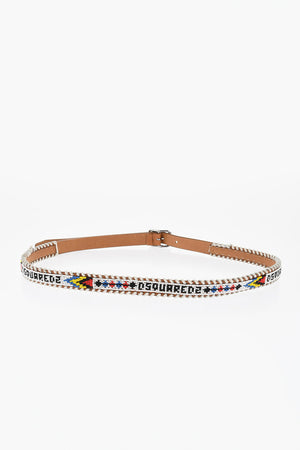 Slim-Fit Ledergürtel mit Perlen 20mm