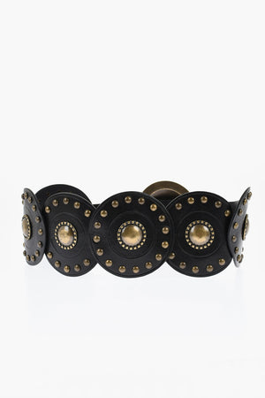 Oversized Studded Leather Belt 110mm